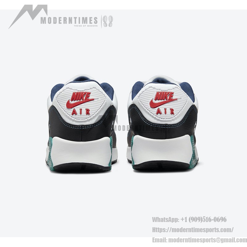 Nike Air Max 90 Swingman エディション - 野球インスパイアのネイビー、レッド、ティールスニーカー Nike Air Max 90 DJ5190-100 Swingman エディション - 野球デザインのネイビー、レッド、ティールスニーカー