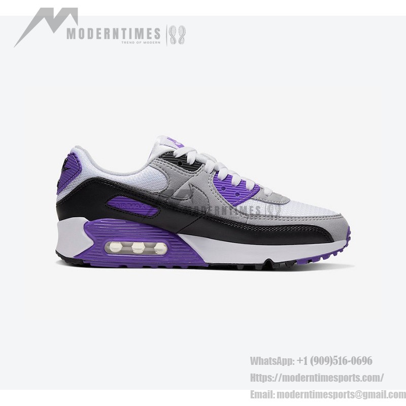 Nike Air Max 90 WMNS 'パープルアクセント' CD0490-103 - スタイリッシュなレトロスタイルとMax Airの快適さ Nike Air Max 90 WMNS 'パープルアクセント' CD0490-103 - ホワイトとグレーにパープルのアクセントを効かせたスニーカー