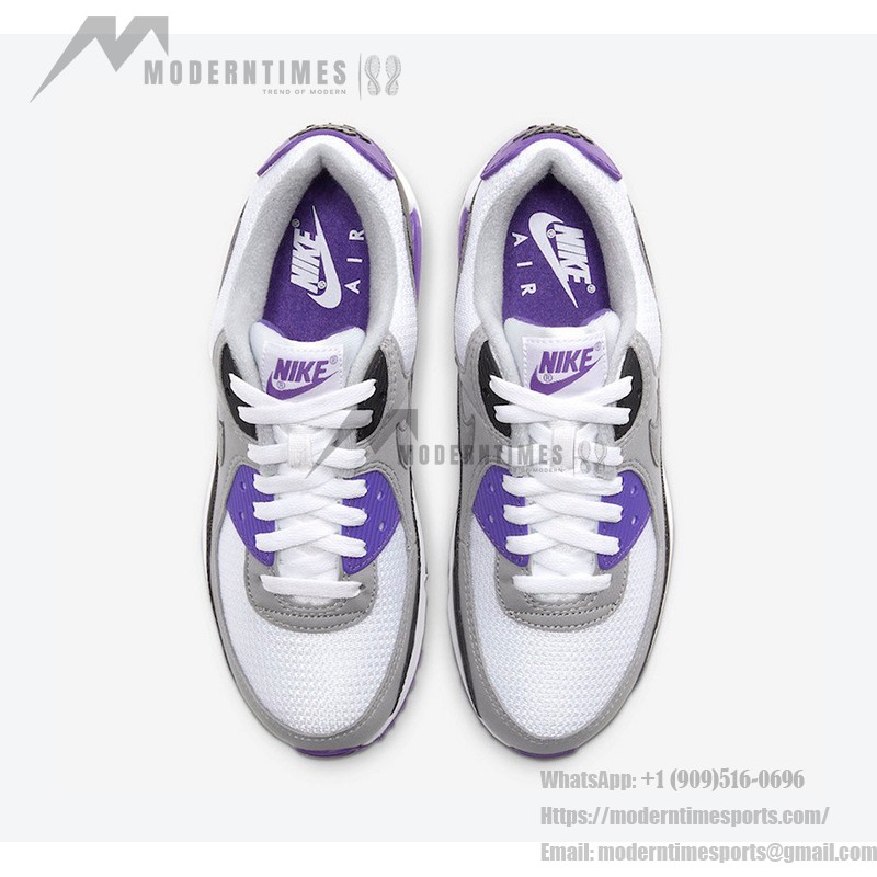 Nike Air Max 90 WMNS 'パープルアクセント' CD0490-103 - スタイリッシュなレトロスタイルとMax Airの快適さ Nike Air Max 90 WMNS 'パープルアクセント' CD0490-103 - ホワイトとグレーにパープルのアクセントを効かせたスニーカー