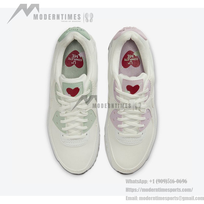 Nike Air Max 90 WMNS 'バレンタインデー' CI7395-100 - ロマンチックデザインとパステルアクセント Nike Air Max 90 WMNS 'バレンタインデー' CI7395-100 - パステルアクセントとハートディテールのホワイトスニーカー