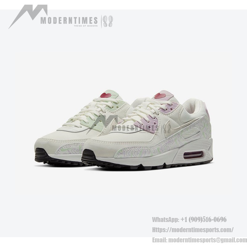 Nike Air Max 90 WMNS 'バレンタインデー' CI7395-100 - ロマンチックデザインとパステルアクセント Nike Air Max 90 WMNS 'バレンタインデー' CI7395-100 - パステルアクセントとハートディテールのホワイトスニーカー