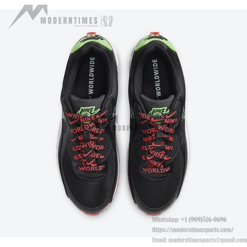 Nike Air Max 90 CK7069-001 - 'Worldwide' エディション Nike Air Max 90 CK7069-001 'Worldwide' エディション、マルチカラースウッシュとネオンアクセント付き