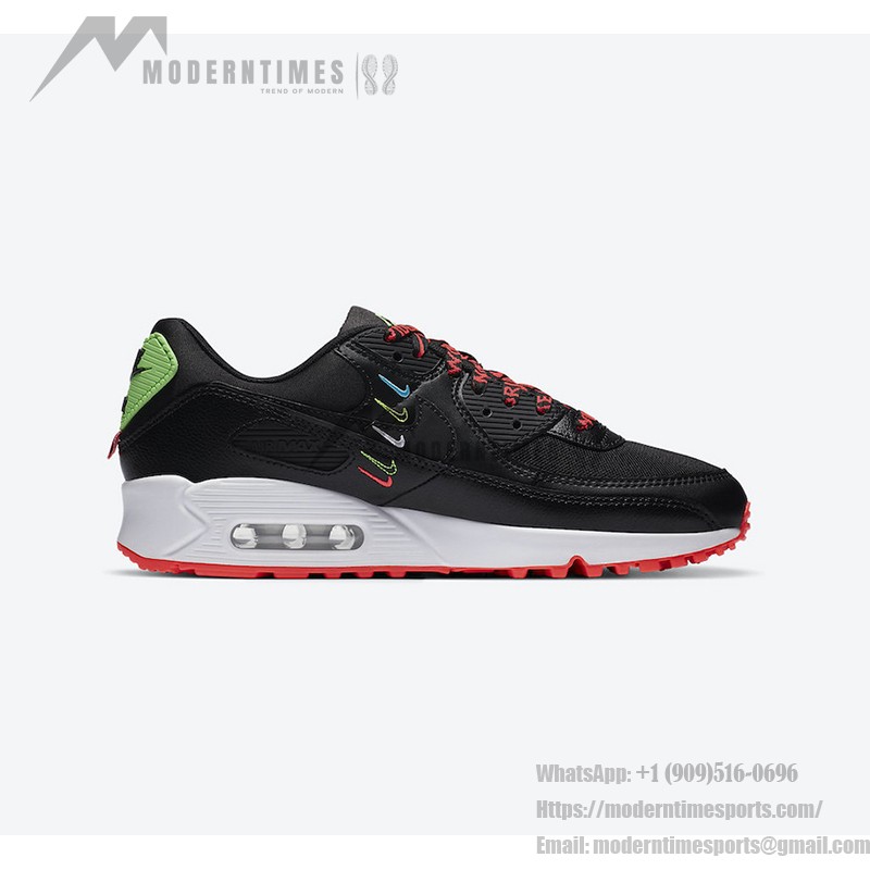 Nike Air Max 90 CK7069-001 - 'Worldwide' エディション Nike Air Max 90 CK7069-001 'Worldwide' エディション、マルチカラースウッシュとネオンアクセント付き