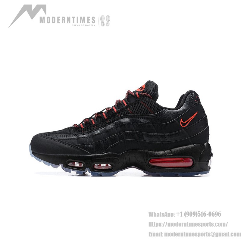 Nike Air Max 95 AV7014-001 ブラックエアクッションランニングシューズ メンズ - レトロクラシックデザイン Nike Air Max 95 AV7014-001 ブラック メンズランニングシューズ エアクッション レトロデザイン