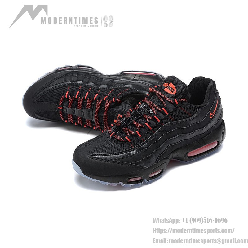 Nike Air Max 95 AV7014-001 ブラックエアクッションランニングシューズ メンズ - レトロクラシックデザイン Nike Air Max 95 AV7014-001 ブラック メンズランニングシューズ エアクッション レトロデザイン
