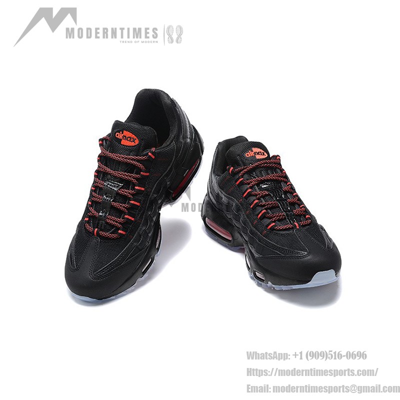 Nike Air Max 95 AV7014-001 ブラックエアクッションランニングシューズ メンズ - レトロクラシックデザイン Nike Air Max 95 AV7014-001 ブラック メンズランニングシューズ エアクッション レトロデザイン