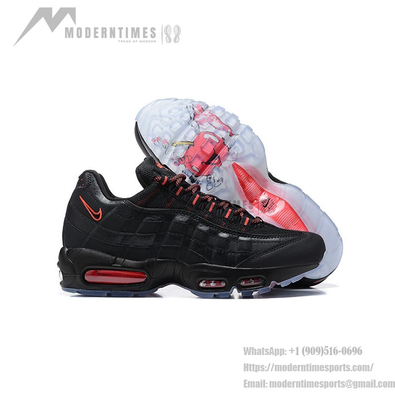 Nike Air Max 95 AV7014-001 ブラックエアクッションランニングシューズ メンズ - レトロクラシックデザイン Nike Air Max 95 AV7014-001 ブラック メンズランニングシューズ エアクッション レトロデザイン