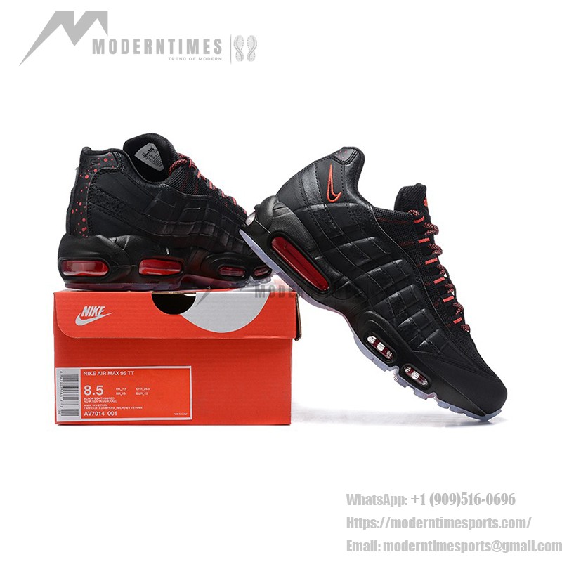 Nike Air Max 95 AV7014-001 ブラックエアクッションランニングシューズ メンズ - レトロクラシックデザイン Nike Air Max 95 AV7014-001 ブラック メンズランニングシューズ エアクッション レトロデザイン