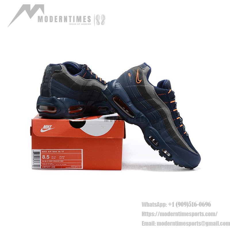 Nike Air Max 95 CW7477-400 ブルー、グレー、オレンジ スニーカー Nike Air Max 95 CW7477-400 ブルー、グレー、オレンジ スニーカー 側面図