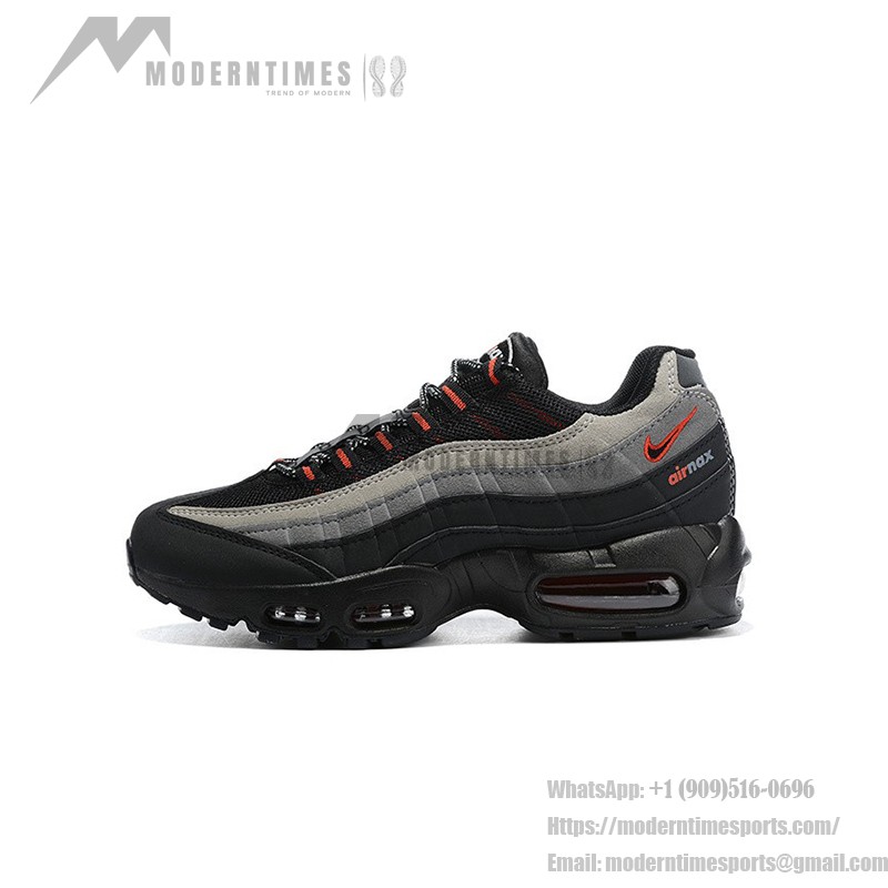 Nike Air Max 95 Logo CW7477-001 ブラック、グレー、レッド スニーカー Nike Air Max 95 Logo CW7477-001 ブラック、グレー、レッド スニーカー 側面図