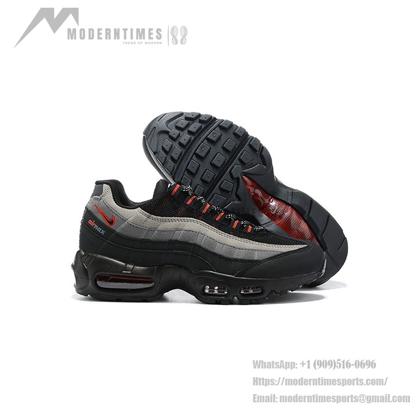Nike Air Max 95 Logo CW7477-001 ブラック、グレー、レッド スニーカー Nike Air Max 95 Logo CW7477-001 ブラック、グレー、レッド スニーカー 側面図