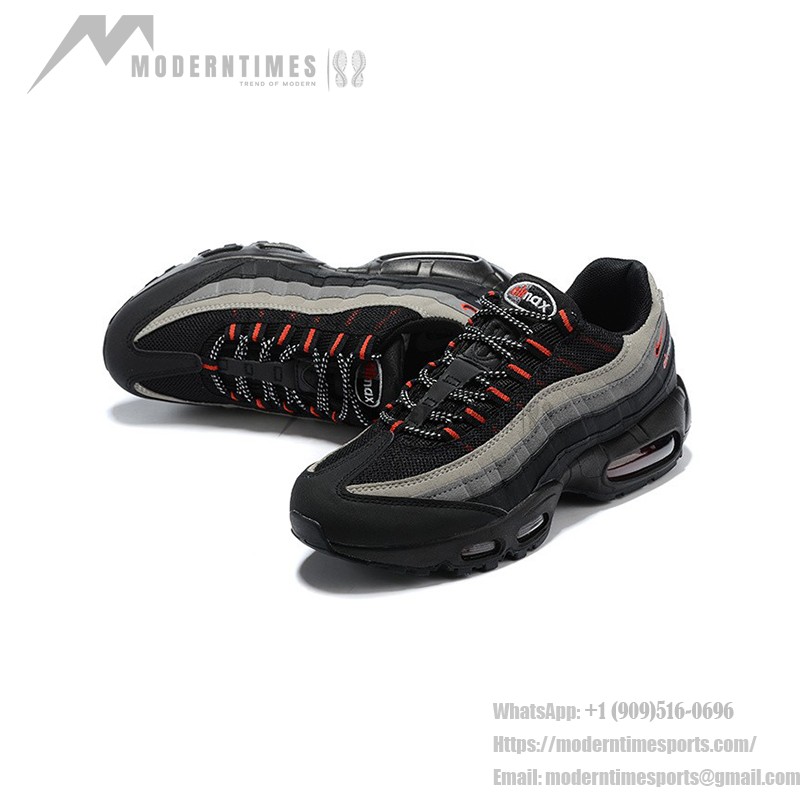 Nike Air Max 95 Logo CW7477-001 ブラック、グレー、レッド スニーカー Nike Air Max 95 Logo CW7477-001 ブラック、グレー、レッド スニーカー 側面図