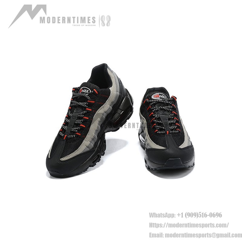 Nike Air Max 95 Logo CW7477-001 ブラック、グレー、レッド スニーカー Nike Air Max 95 Logo CW7477-001 ブラック、グレー、レッド スニーカー 側面図
