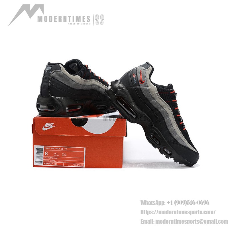 Nike Air Max 95 Logo CW7477-001 ブラック、グレー、レッド スニーカー Nike Air Max 95 Logo CW7477-001 ブラック、グレー、レッド スニーカー 側面図