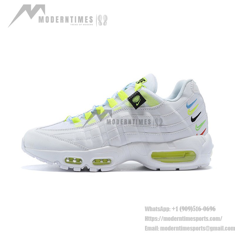 Nike Air Max 95 Worldwide CV9030-100 マルチカラースニーカー Nike Air Max 95 Worldwide CV9030-100 ホワイト&グリーンマルチカラースニーカー スウッシュアクセント付き