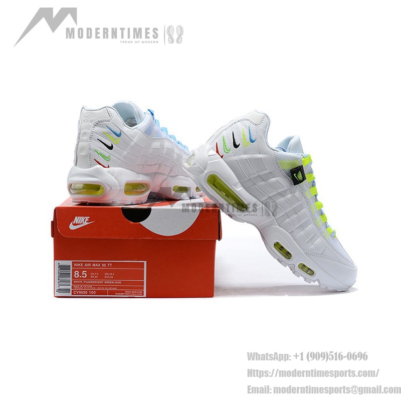 Nike Air Max 95 Worldwide CV9030-100 マルチカラースニーカー Nike Air Max 95 Worldwide CV9030-100 ホワイト&グリーンマルチカラースニーカー スウッシュアクセント付き