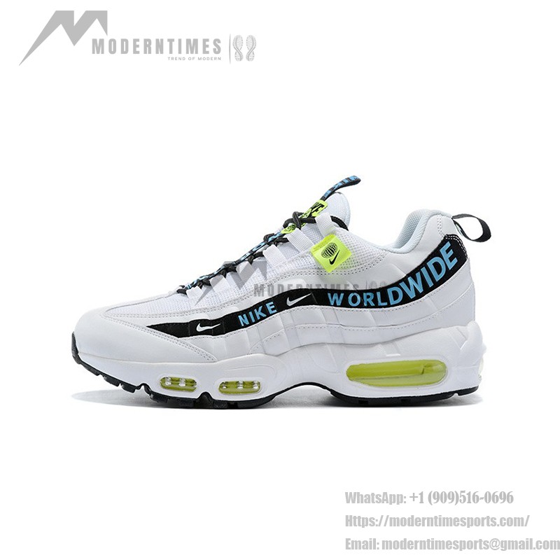 Nike Air Max 95 Worldwide Pack CT0248-100 ホワイト&ブルースニーカー Nike Air Max 95 Worldwide Pack CT0248-100 ホワイト&ブルースニーカー 「Worldwide」ブランディング付き