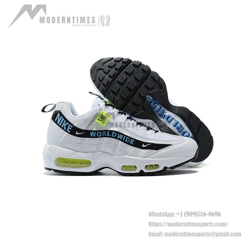 Nike Air Max 95 Worldwide Pack CT0248-100 ホワイト&ブルースニーカー Nike Air Max 95 Worldwide Pack CT0248-100 ホワイト&ブルースニーカー 「Worldwide」ブランディング付き
