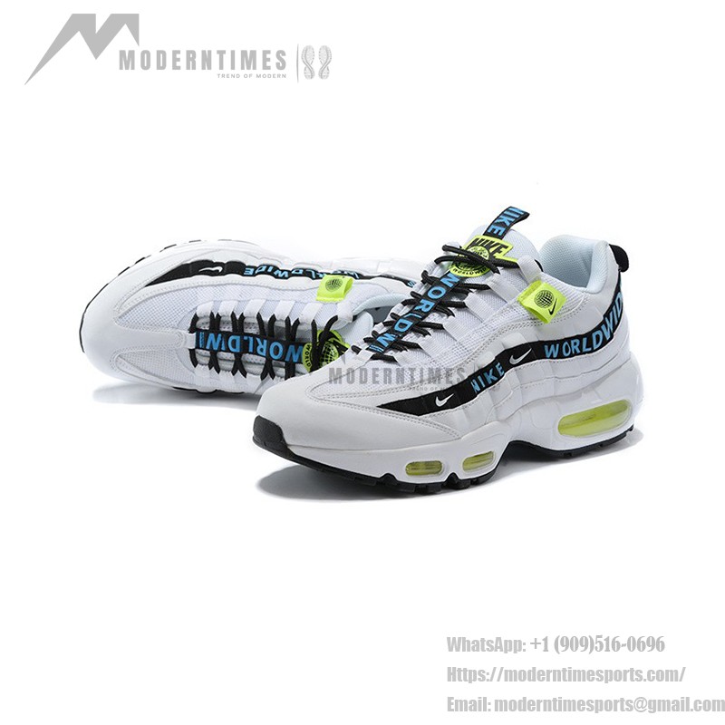 Nike Air Max 95 Worldwide Pack CT0248-100 ホワイト&ブルースニーカー Nike Air Max 95 Worldwide Pack CT0248-100 ホワイト&ブルースニーカー 「Worldwide」ブランディング付き
