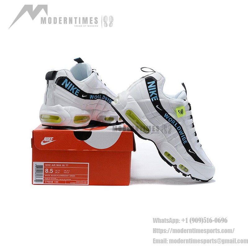 Nike Air Max 95 Worldwide Pack CT0248-100 ホワイト&ブルースニーカー Nike Air Max 95 Worldwide Pack CT0248-100 ホワイト&ブルースニーカー 「Worldwide」ブランディング付き