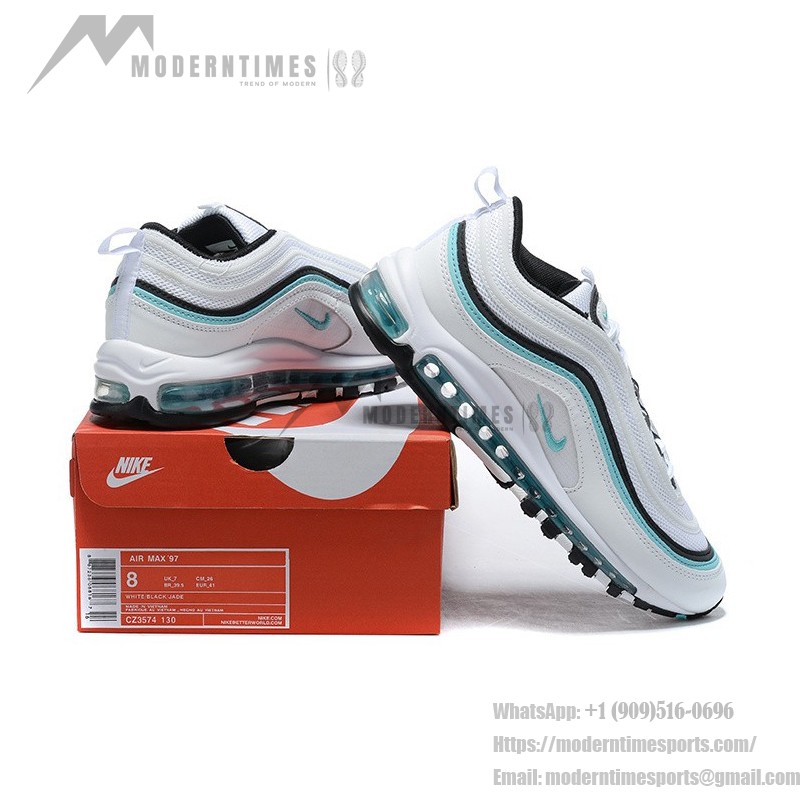 Nike Air Max 97 "Aurora Green" CZ3574-130 – Stylish White and Green Sneakers Nike Air Max 97 "Aurora Green" CZ3574-130 – White and Green Sneakers with Full-Length Air Cushioning