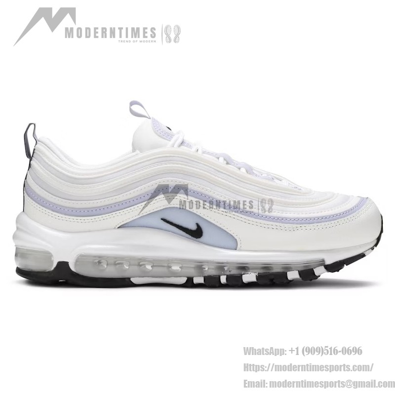 Nike Air Max 97 "Ghost" CZ6087-102 - Sleek White Sneakers with Lavender Accents Nike Air Max 97 "Ghost" CZ6087-102 - White and Lavender Sneakers