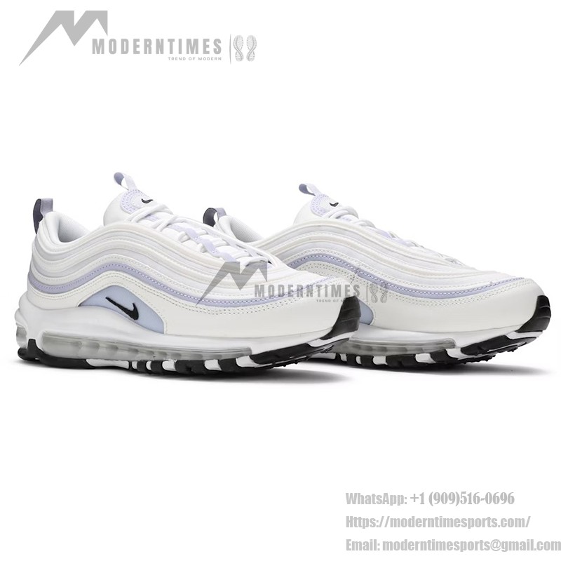 Nike Air Max 97 "Ghost" CZ6087-102 - Sleek White Sneakers with Lavender Accents Nike Air Max 97 "Ghost" CZ6087-102 - White and Lavender Sneakers
