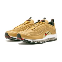 ナイキ エアマックス 97 OG QS メタリックゴールド 884421-700 - レッドスウッシュで際立つゴールドデザイン