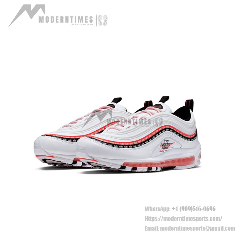 Nike Air Max 97 Script Swoosh - Bold Red and Black Accents Nike Air Max 97 Script Swoosh CK9397-100 in White, Red, and Black