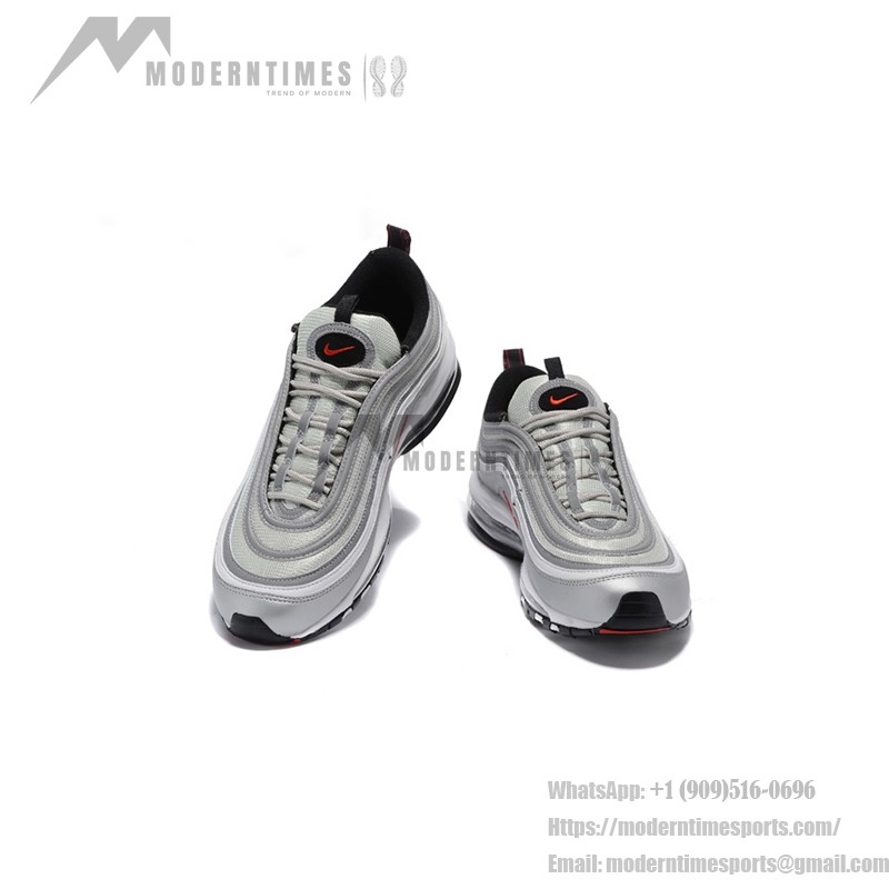 Nike Air Max 97 Silver Bullet - Sleek Silver and Red Design Nike Air Max 97 Silver Bullet 312641-069 with Red Swoosh