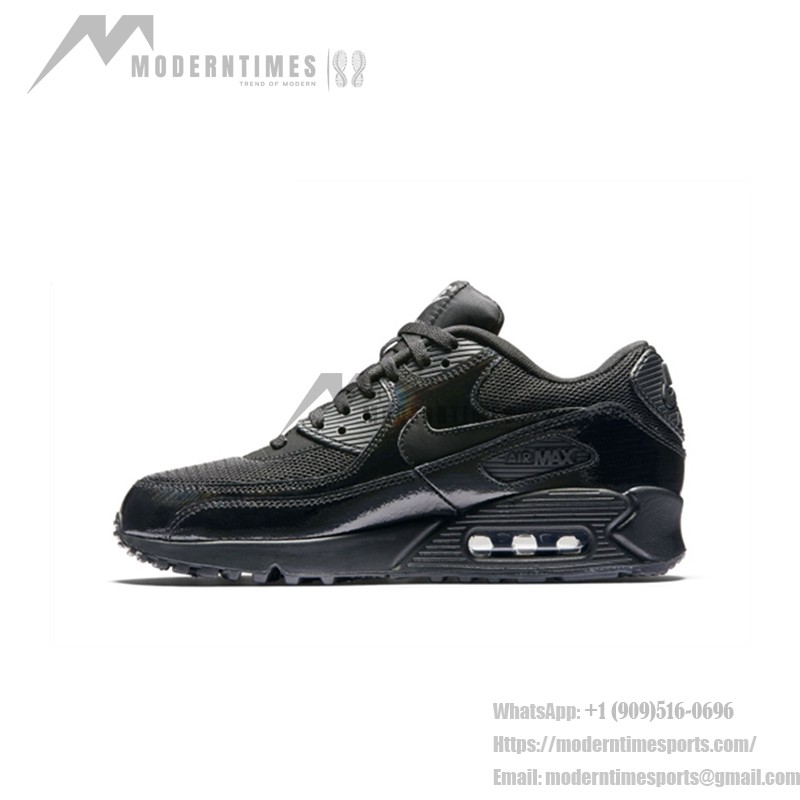 Nike Air Max 90 443817-002 トリプルブラックスニーカー Nike Air Max 90 443817-002 トリプルブラック パテントレザー スニーカー - 洗練されたデザイン