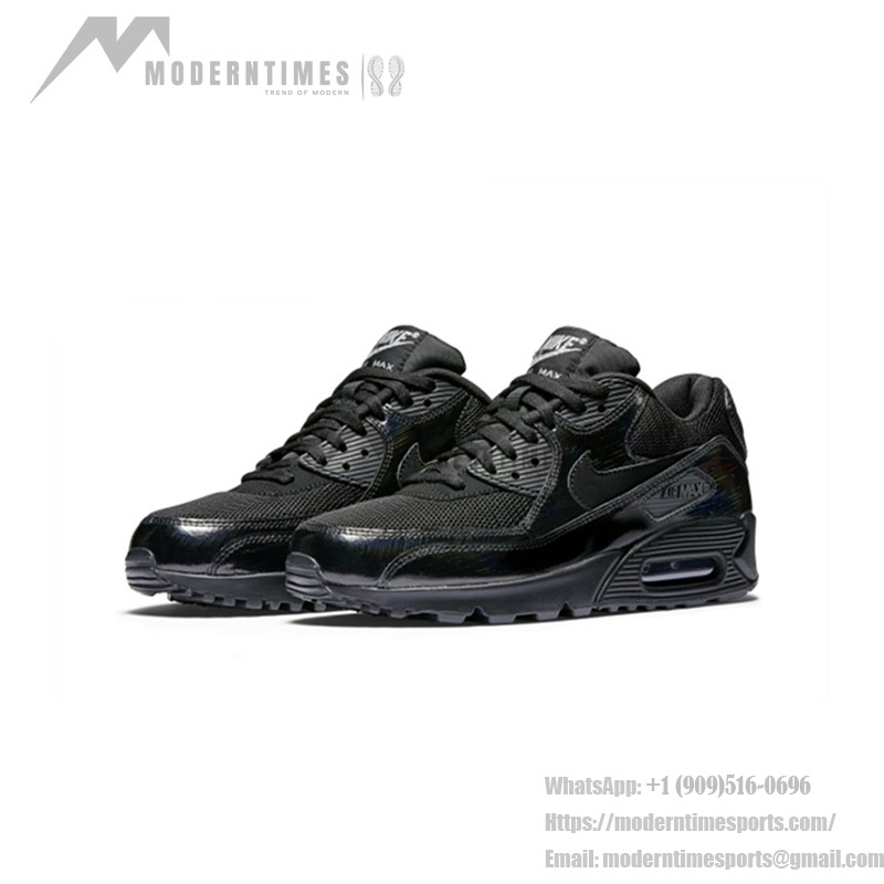 Nike Air Max 90 443817-002 トリプルブラックスニーカー Nike Air Max 90 443817-002 トリプルブラック パテントレザー スニーカー - 洗練されたデザイン