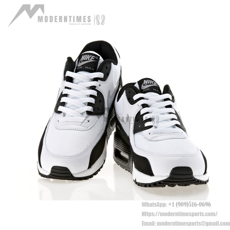 Nike Air Max 90 537384-123 - クラシックなホワイト&ブラックデザイン Nike Air Max 90 537384-123 - ホワイト&ブラック スニーカー、グレースウッシュ付き