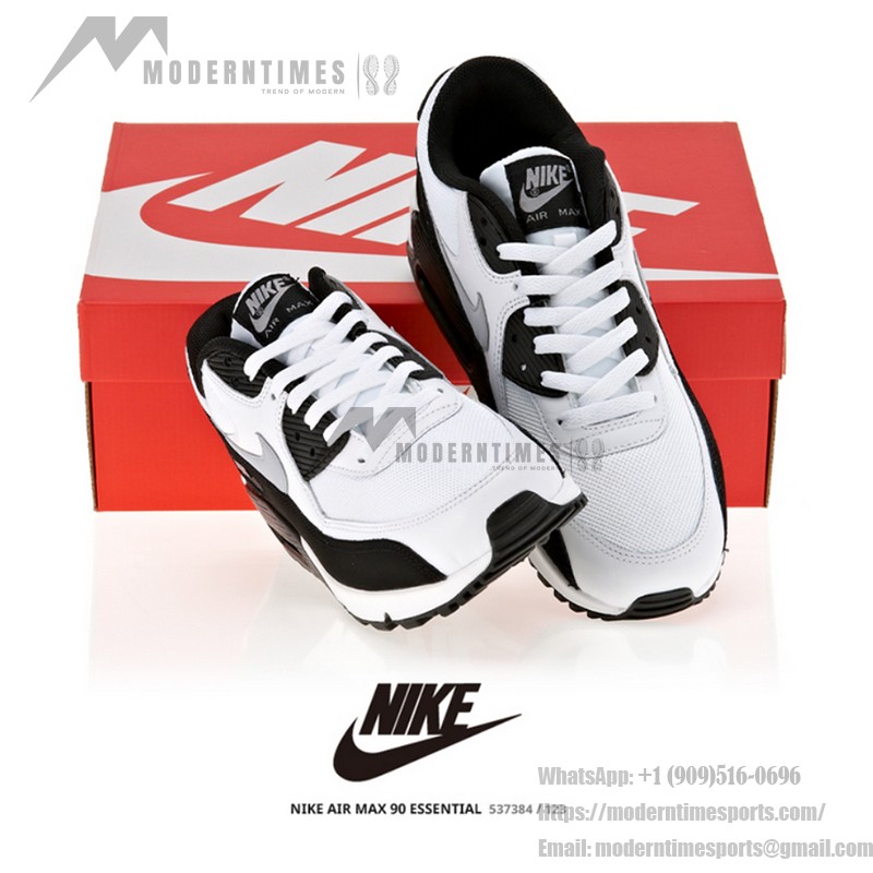 Nike Air Max 90 537384-123 - クラシックなホワイト&ブラックデザイン Nike Air Max 90 537384-123 - ホワイト&ブラック スニーカー、グレースウッシュ付き