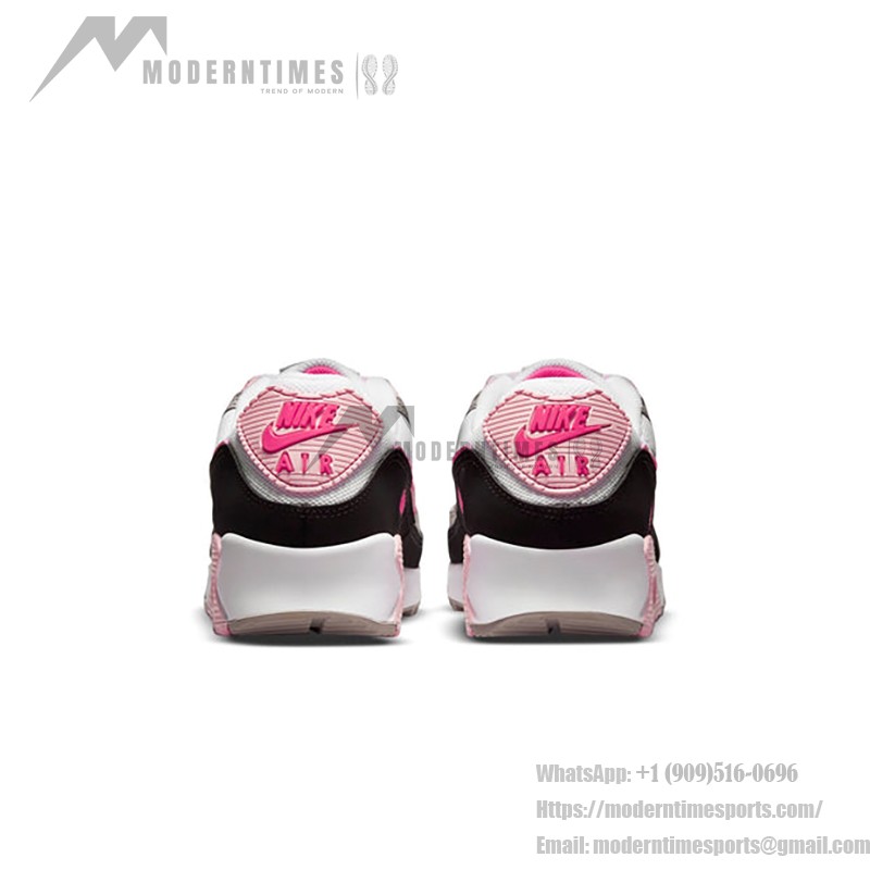 Nike Air Max 90 DM3051-100 - 大胆なアクセントが魅力のホワイトスニーカー Nike Air Max 90 DM3051-100 ホワイトスニーカー、ピンクとブラックのアクセント付き