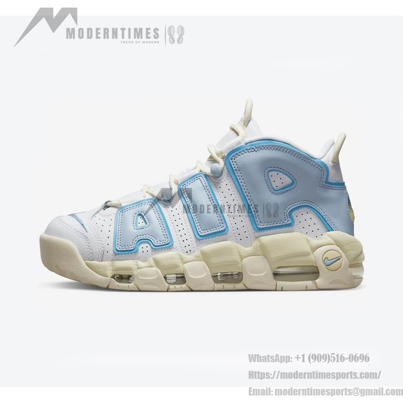 Nike Air More Uptempo White/Light Blue レトロバスケットボールシューズ クラシックなAIRデザインを備えた Nike Air More Uptempo White/Light Blue レトロバスケットボールシューズ