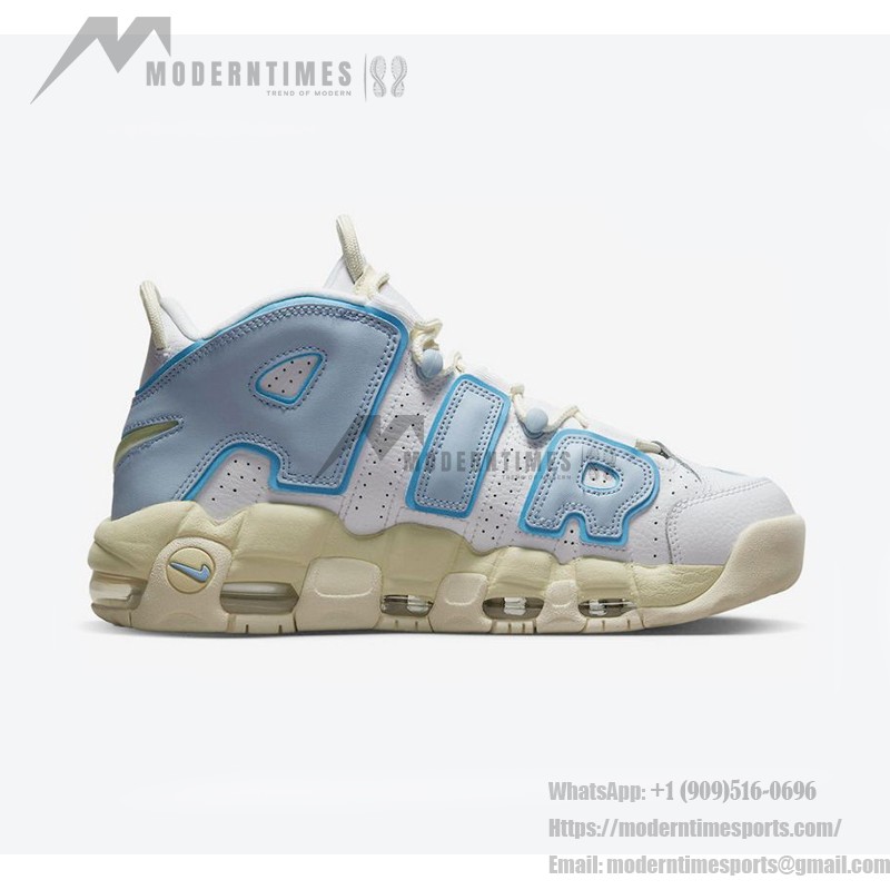 Nike Air More Uptempo White/Light Blue レトロバスケットボールシューズ クラシックなAIRデザインを備えた Nike Air More Uptempo White/Light Blue レトロバスケットボールシューズ