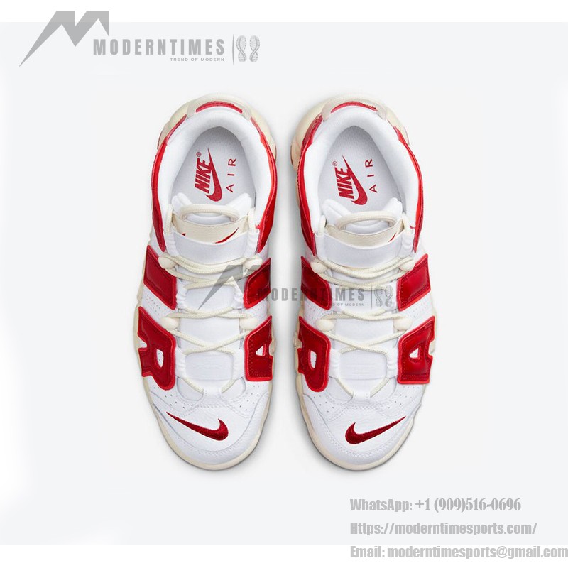 Nike Air More Uptempo White/Red レトロバスケットボールシューズ FN3497-100 クラシックなAIRブランディングを備えたNike Air More Uptempo White/Red レトロバスケットボールシューズ (モデル: FN3497-100)