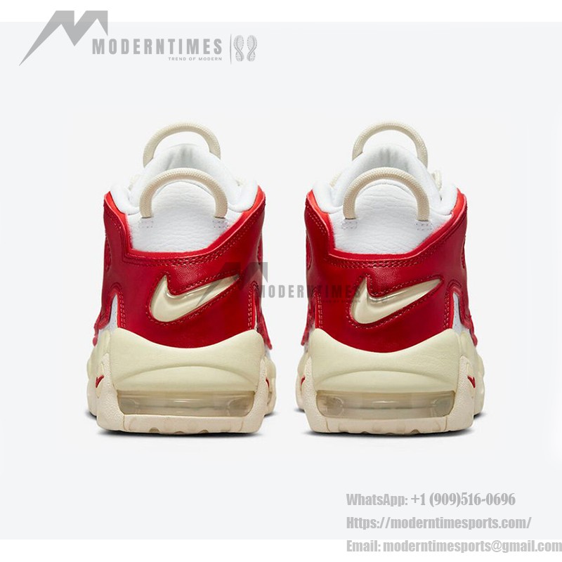 Nike Air More Uptempo White/Red レトロバスケットボールシューズ FN3497-100 クラシックなAIRブランディングを備えたNike Air More Uptempo White/Red レトロバスケットボールシューズ (モデル: FN3497-100)
