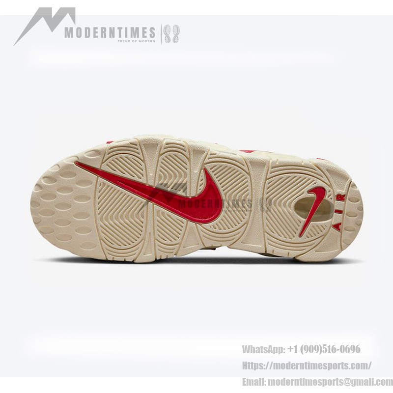 Nike Air More Uptempo White/Red レトロバスケットボールシューズ FN3497-100 クラシックなAIRブランディングを備えたNike Air More Uptempo White/Red レトロバスケットボールシューズ (モデル: FN3497-100)