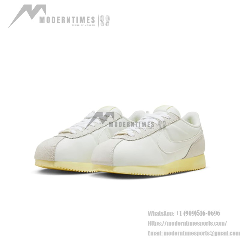 Nike Cortez Pale Yellow HF6410-118 Nike Cortez Pale Yellow HF6410-118 - Timeless White Sneakers with Soft Yellow Accents