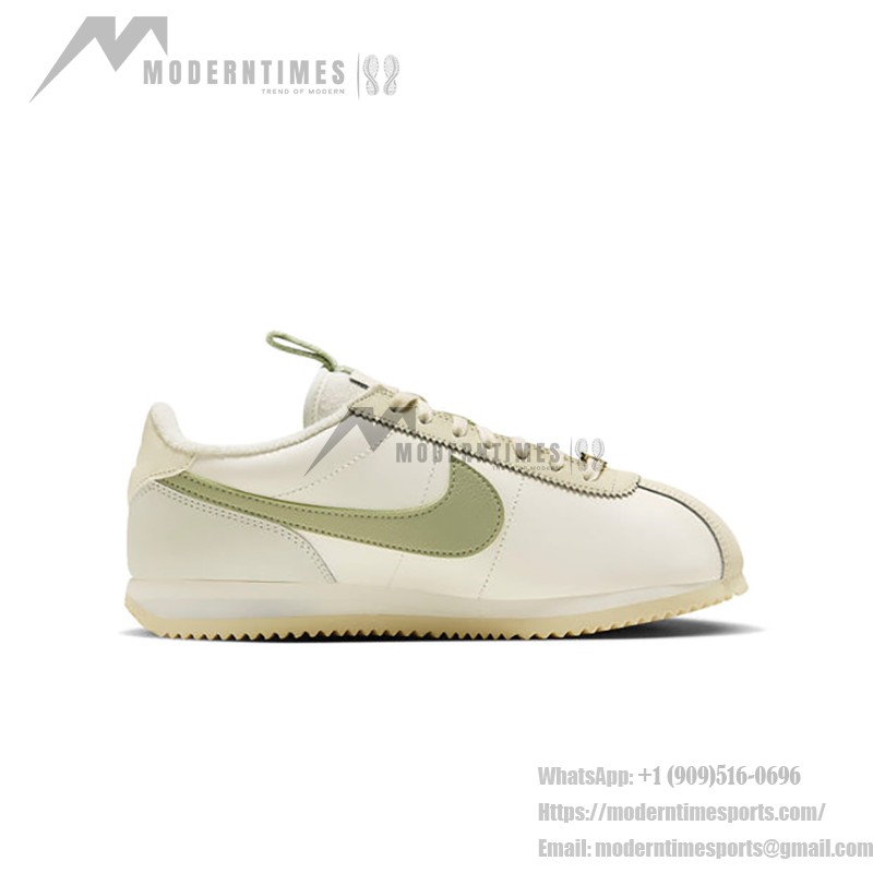 Nike Cortez Sail FV3639-171 - 上品なホワイトとゴールドのスニーカー Nike Cortez Sail FV3639-171 - フローラルディテール付きホワイトとゴールドのスニーカー