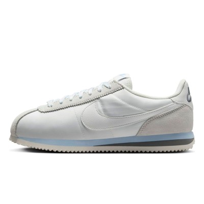 Nike Cortez Summit White Grey HF6410-101 - 時代を超えた快適さを備えたエレガントなホワイトスニーカー (グレーとブルーの繊細なディテール付き)