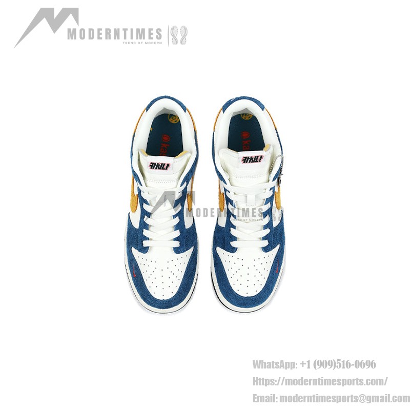 Nike Kasina x Dunk Low '80s Bus' - 限定版レトロコラボスニーカー Nike Kasina x Dunk Low '80s Bus' CZ6501-100 - Sail、Gold、Blueのレトロバスコラボスニーカー