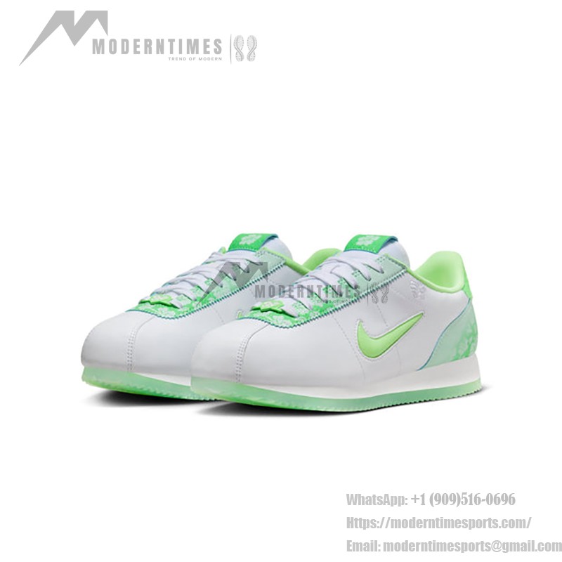 Nike x Doernbecher Cortez White Green FZ3020-919 Nike x Doernbecher Cortez White Green FZ3020-919、花柄ディテールと鮮やかなグリーンアクセント付き