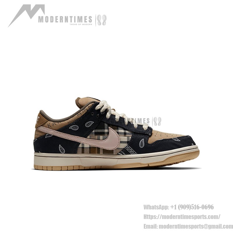 Nike x Travis Scott Dunk Low Premium QS 'Cactus Jack' - 限定コラボスニーカー Nike x Travis Scott Dunk Low Premium QS 'Cactus Jack' CT5053-001 - ブラック、ブラウン、ブルーのカウボーイ風スニーカー