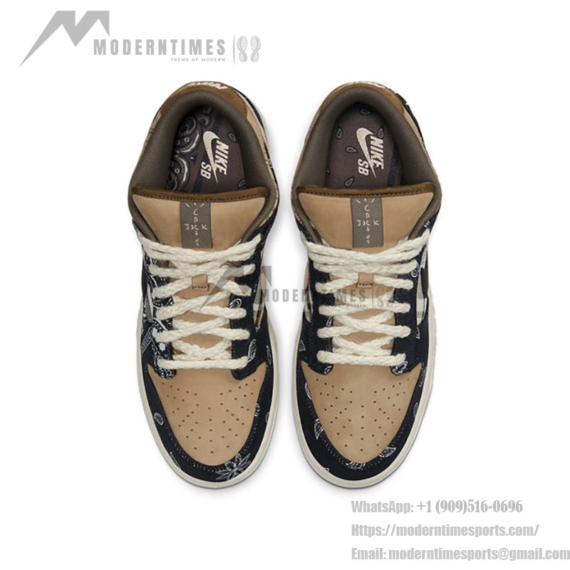 Nike x Travis Scott Dunk Low Premium QS 'Cactus Jack' - 限定コラボスニーカー Nike x Travis Scott Dunk Low Premium QS 'Cactus Jack' CT5053-001 - ブラック、ブラウン、ブルーのカウボーイ風スニーカー