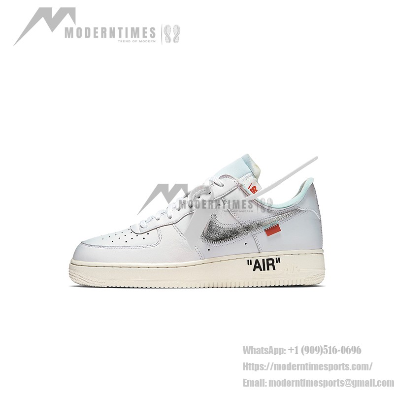 OFF-WHITE x Nike Air Force 1 Low 'AF100' - シルバースウッシュ解体風スニーカー OFF-WHITE x Nike Air Force 1 Low 'AF100' AO4297-100 - メタリックシルバースウッシュを備えたホワイトスニーカー
