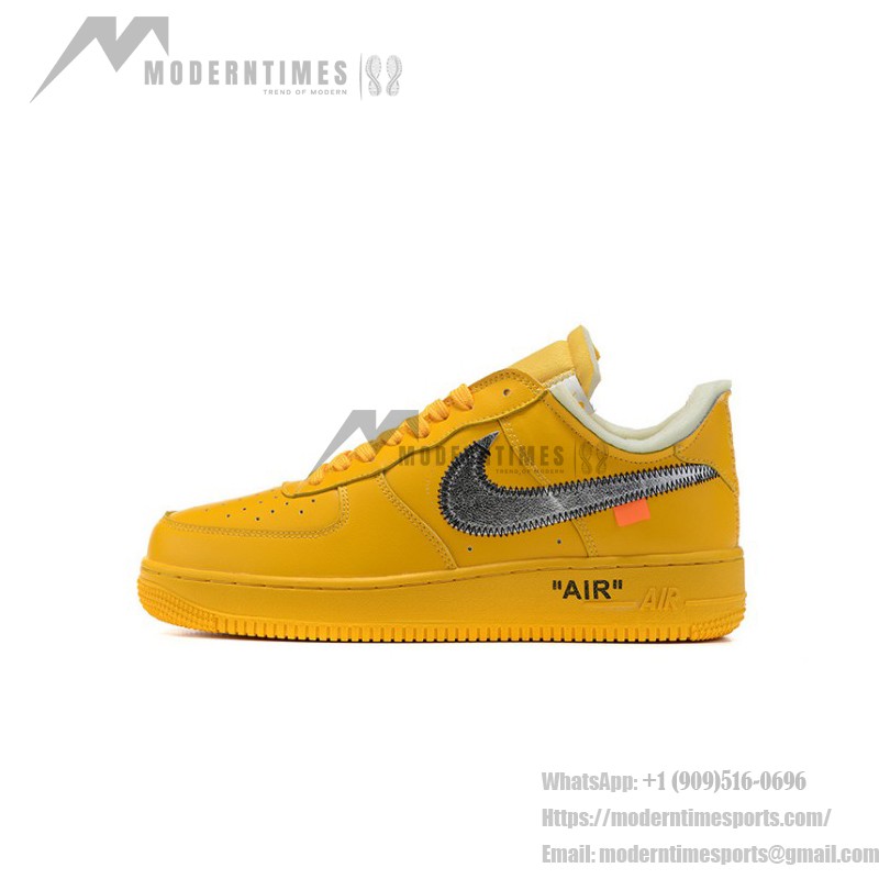Off-White x ナイキ エア フォース 1 ロー "University Gold" - プレミアムゴールドスニーカー Off-White x ナイキ エア フォース 1 ロー "University Gold" DD1876-700 ゴールドスニーカー メタリックスウッシュ付き