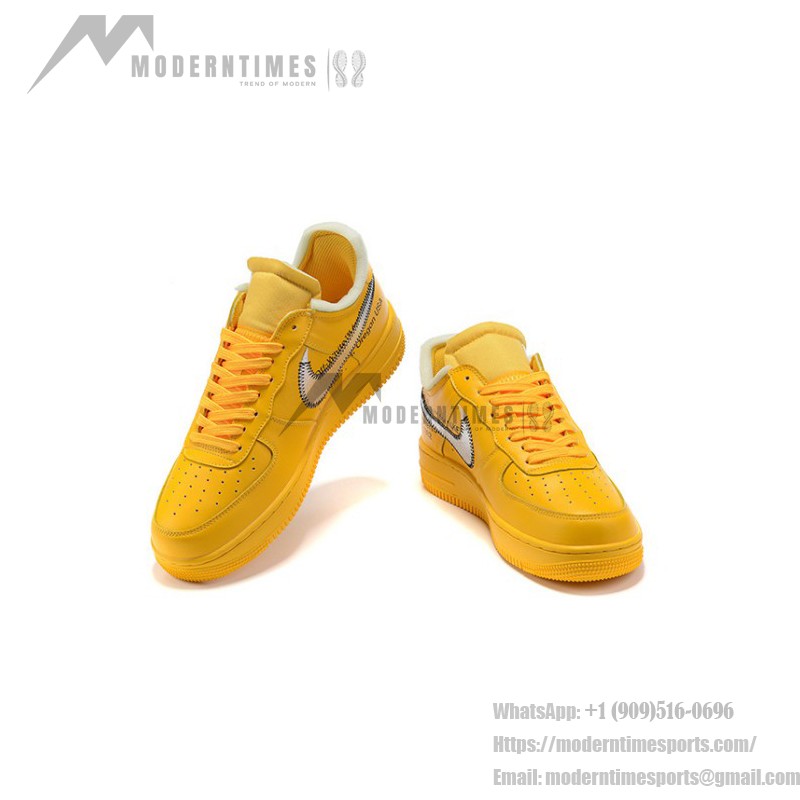 Off-White x ナイキ エア フォース 1 ロー "University Gold" - プレミアムゴールドスニーカー Off-White x ナイキ エア フォース 1 ロー "University Gold" DD1876-700 ゴールドスニーカー メタリックスウッシュ付き